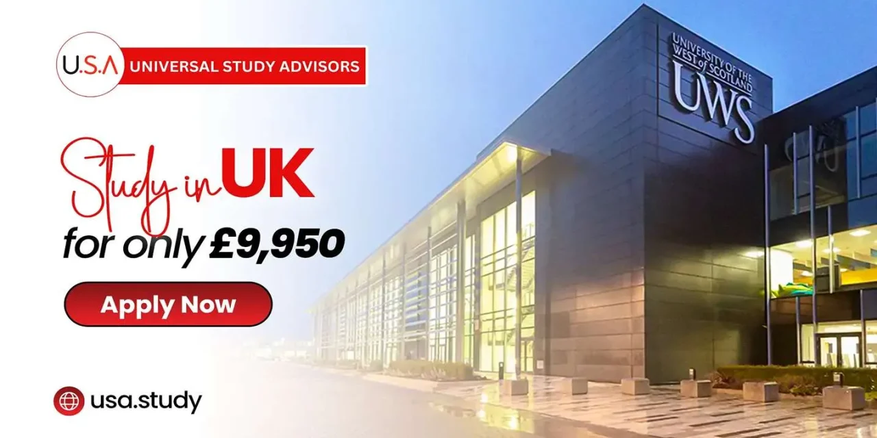 Study in the UK at the University of the West of the Scotland for only £9,950 (January 2025 Intake)